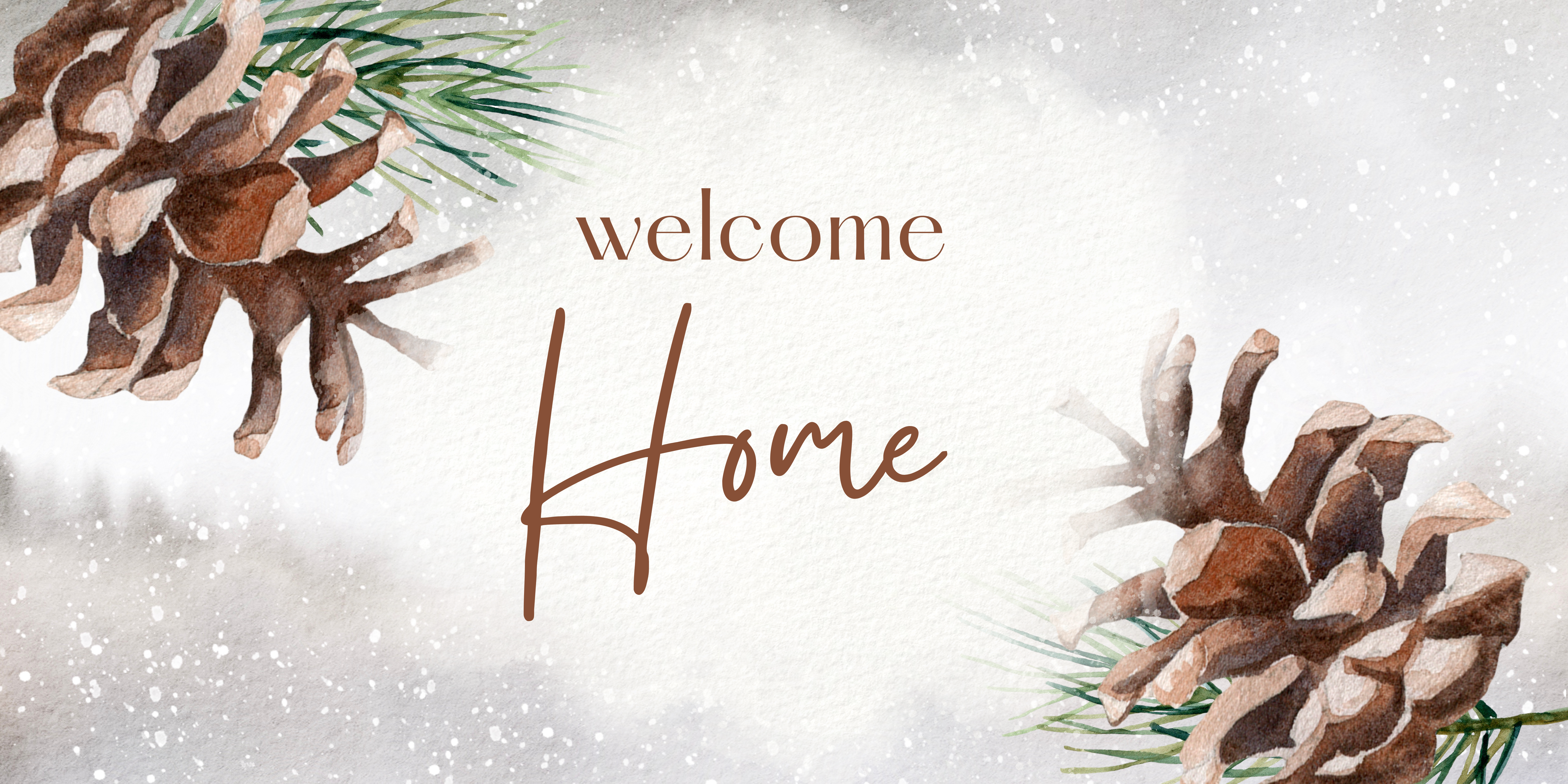 Brown and White Aesthetic Watercolor Welcome Winter Banner